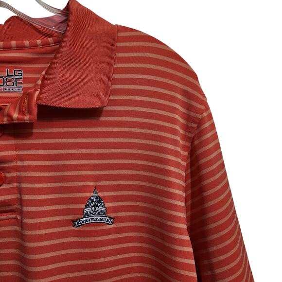 Under Armour short sleeve orange striped congressional polo shirt men's size L - Picture 4 of 12